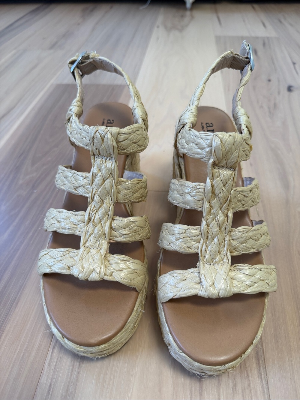 a.n.a Braided Platform Sandals in Natural Beige